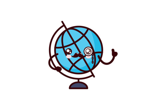 Globe Back to School Kawaii Vector